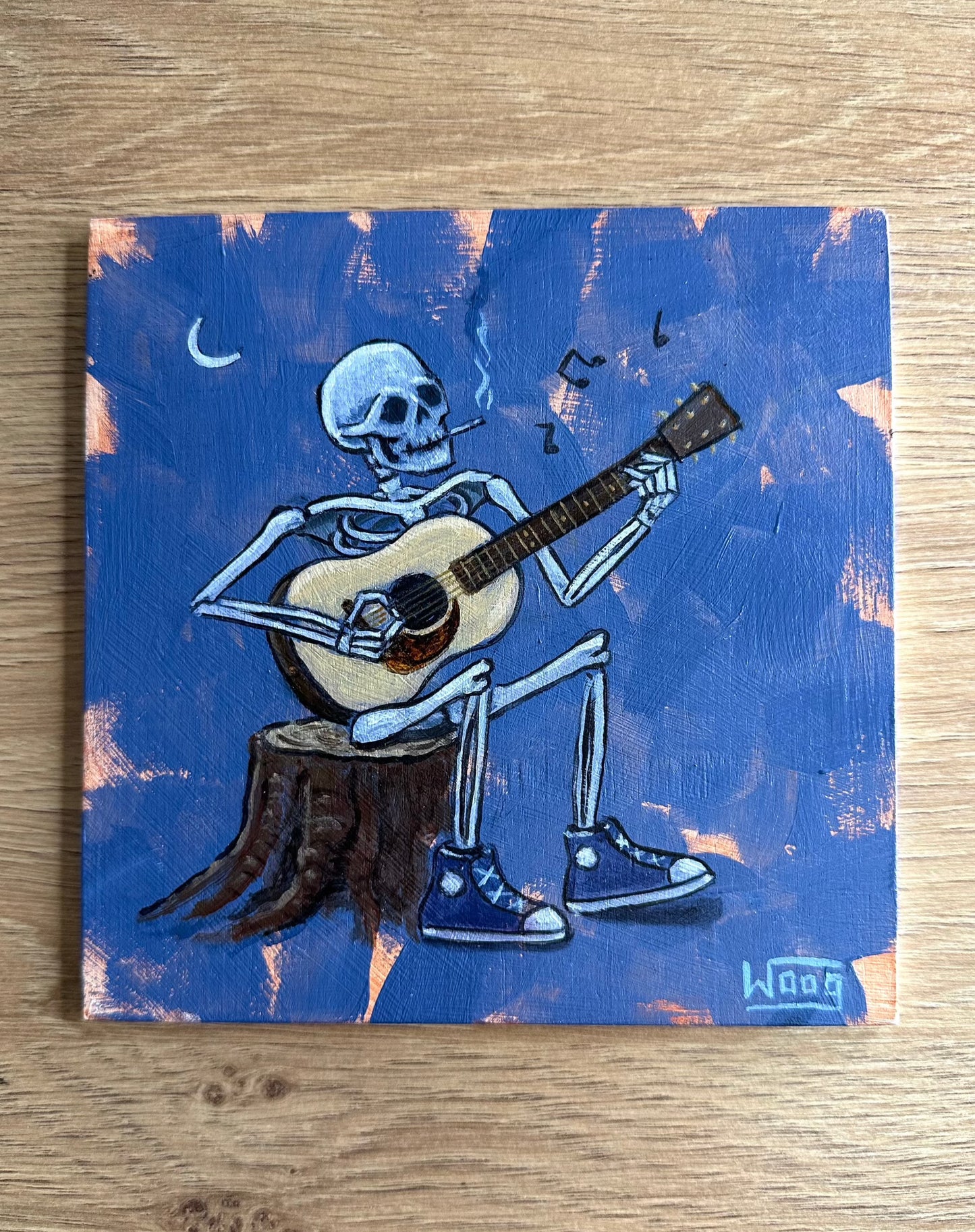 Painting of a Skeleton Playing the Guitar